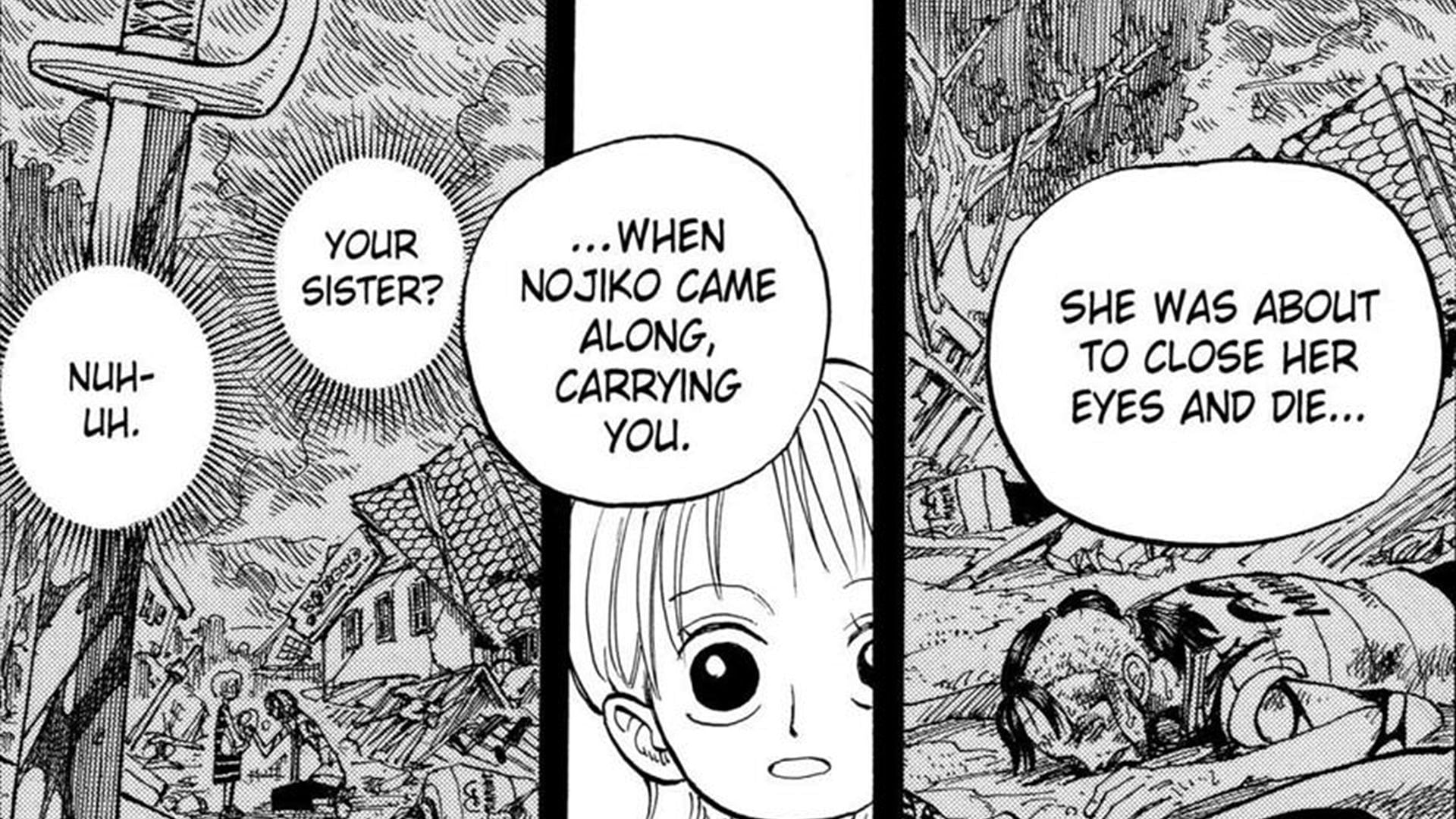 Bell-mère finding Nami and Nojiko in Oykot (Image via Shueisha)